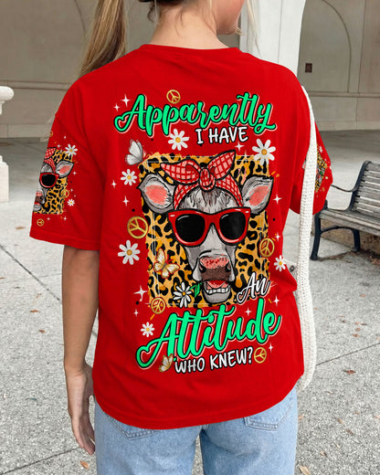 APPARENTLY I HAVE AN ATTITUDE WHO KNEW COW ALL OVER PRINT - TLNT1306261