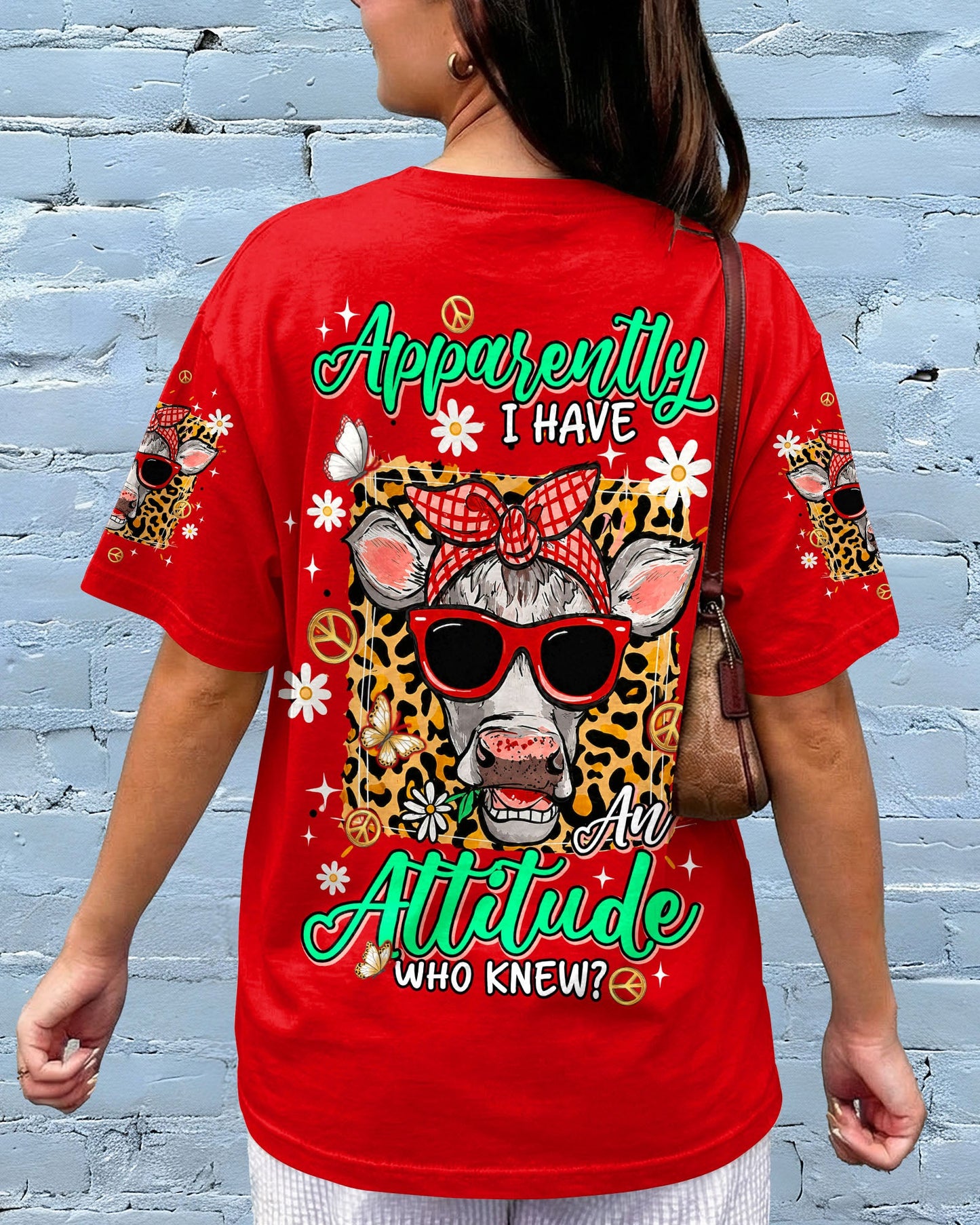 APPARENTLY I HAVE AN ATTITUDE WHO KNEW COW ALL OVER PRINT - TLNT1306261