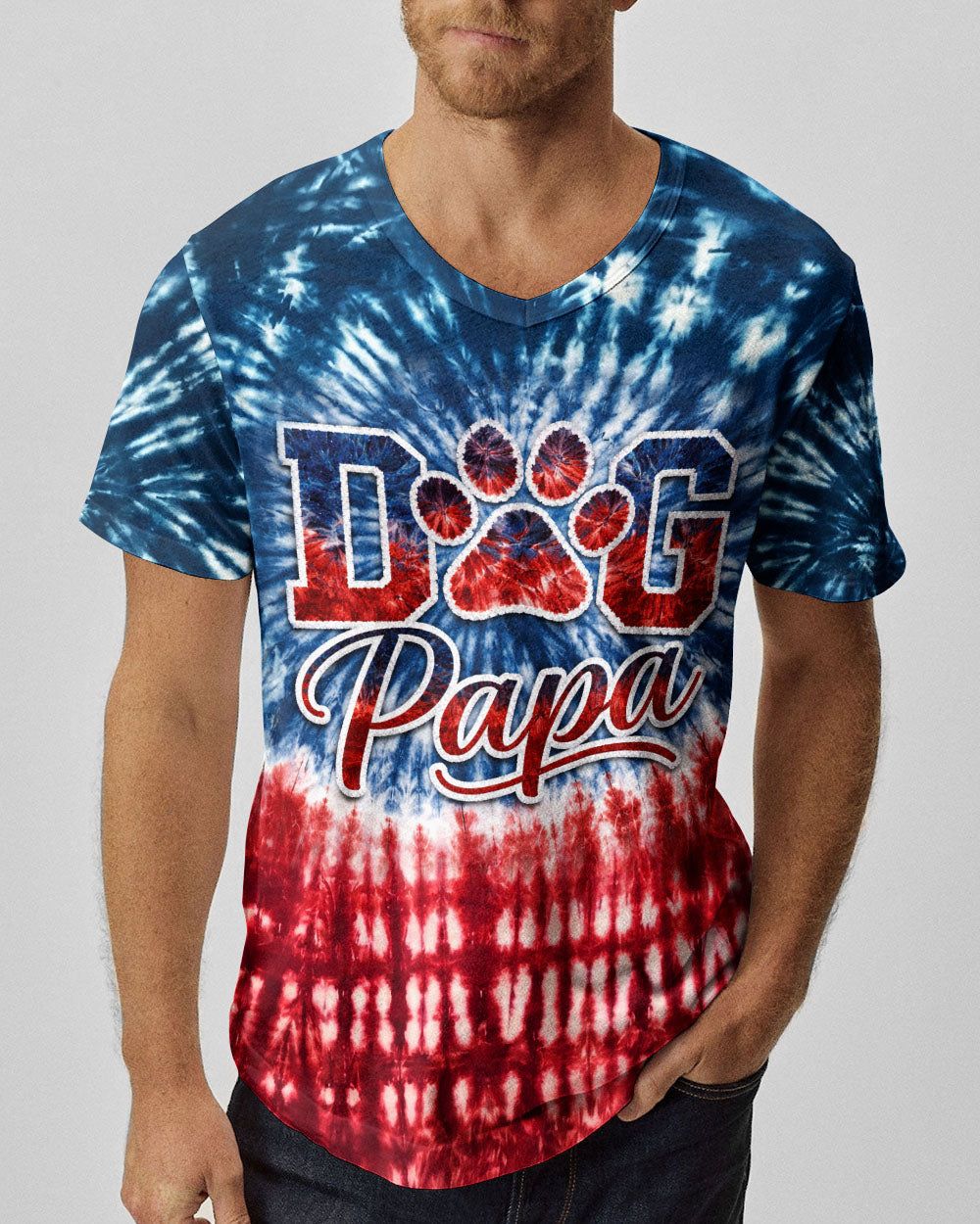 DOG PAPA RED WHITE & BLUE  ALL OVER PRINT  - TLNT2404263