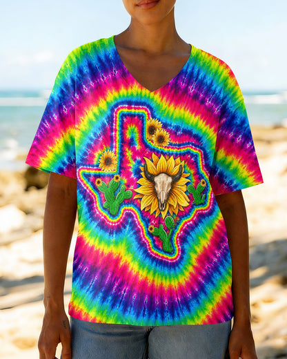BULL SKULL TEXAS MAP COLORFUL SWIRL ALL OVER PRINT - TLNT2606262