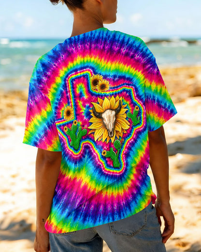BULL SKULL TEXAS MAP COLORFUL SWIRL ALL OVER PRINT - TLNT2606262