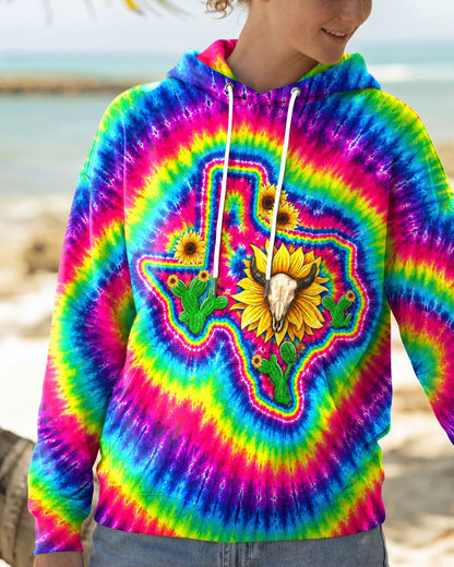 BULL SKULL TEXAS MAP COLORFUL SWIRL ALL OVER PRINT - TLNT2606262
