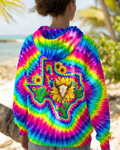 BULL SKULL TEXAS MAP COLORFUL SWIRL ALL OVER PRINT - TLNT2606262
