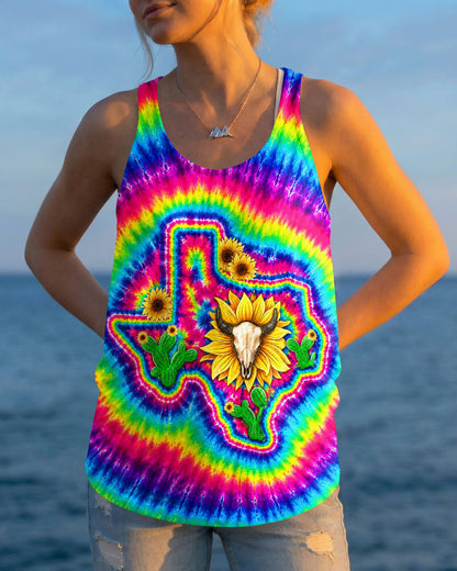 BULL SKULL TEXAS MAP COLORFUL SWIRL ALL OVER PRINT - TLNT2606262