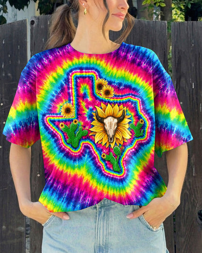 BULL SKULL TEXAS MAP COLORFUL SWIRL ALL OVER PRINT - TLNT2606262