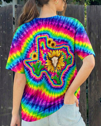 BULL SKULL TEXAS MAP COLORFUL SWIRL ALL OVER PRINT - TLNT2606262