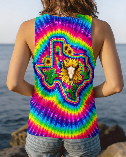 BULL SKULL TEXAS MAP COLORFUL SWIRL ALL OVER PRINT - TLNT2606262
