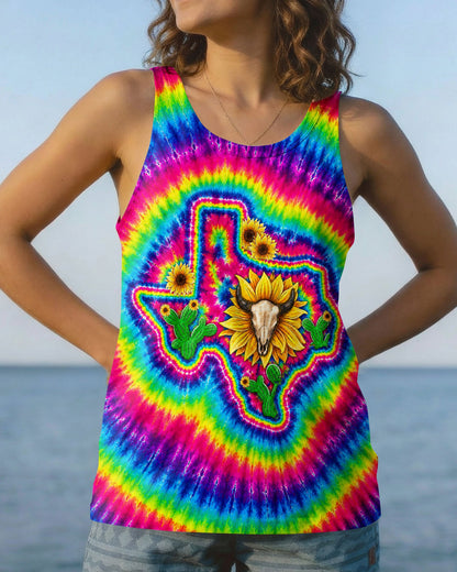 BULL SKULL TEXAS MAP COLORFUL SWIRL ALL OVER PRINT - TLNT2606262