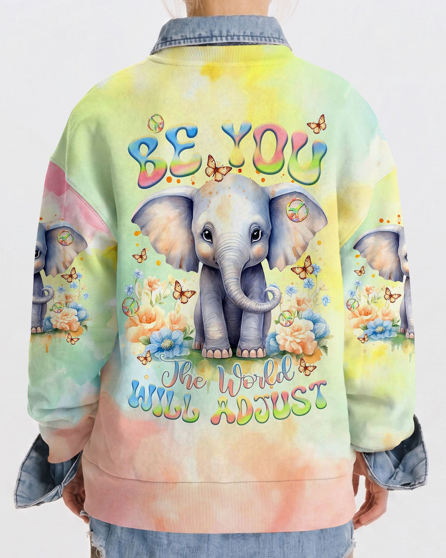 BE YOU THE WORLD WILL ADJUST ELEPHANT KIDS ALL OVER PRINT - TLTR1512234