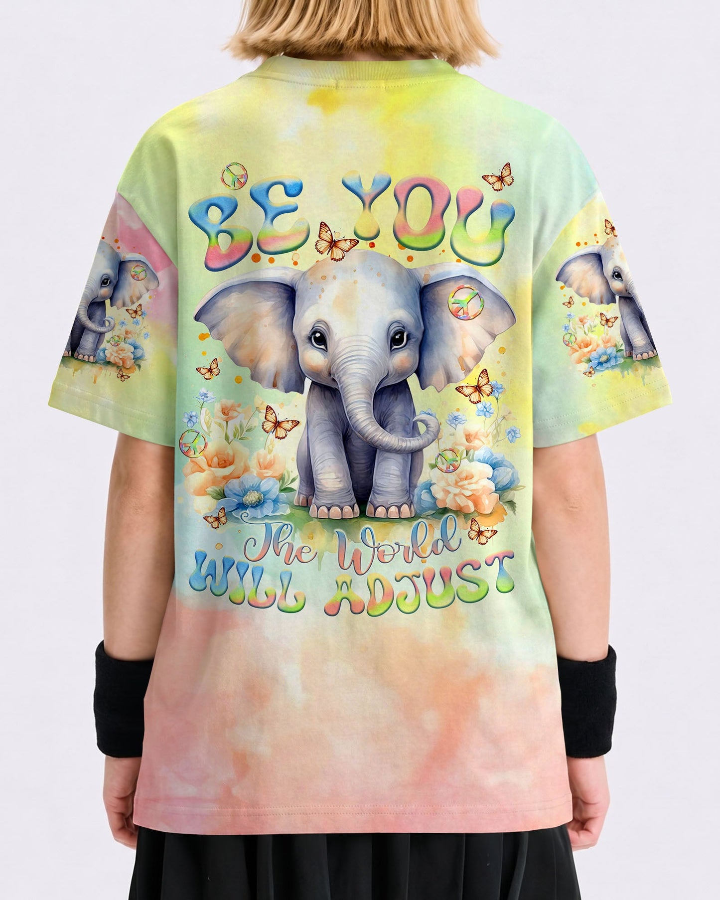 BE YOU THE WORLD WILL ADJUST ELEPHANT KIDS ALL OVER PRINT - TLTR1512234