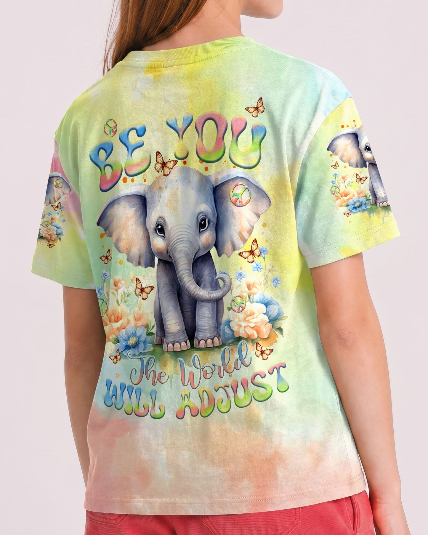 BE YOU THE WORLD WILL ADJUST ELEPHANT KIDS ALL OVER PRINT - TLTR1512234