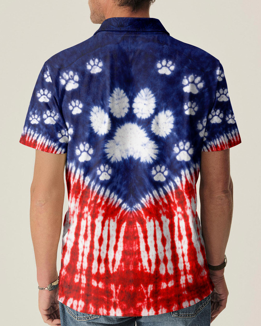 PAW PRINT RED WHITE & BLUE V SWIRL ALL OVER PRINT - TLTW0104263