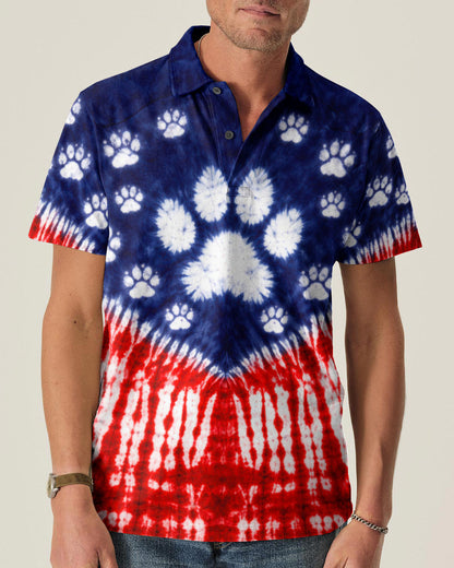 PAW PRINT RED WHITE & BLUE V SWIRL ALL OVER PRINT - TLTW0104263
