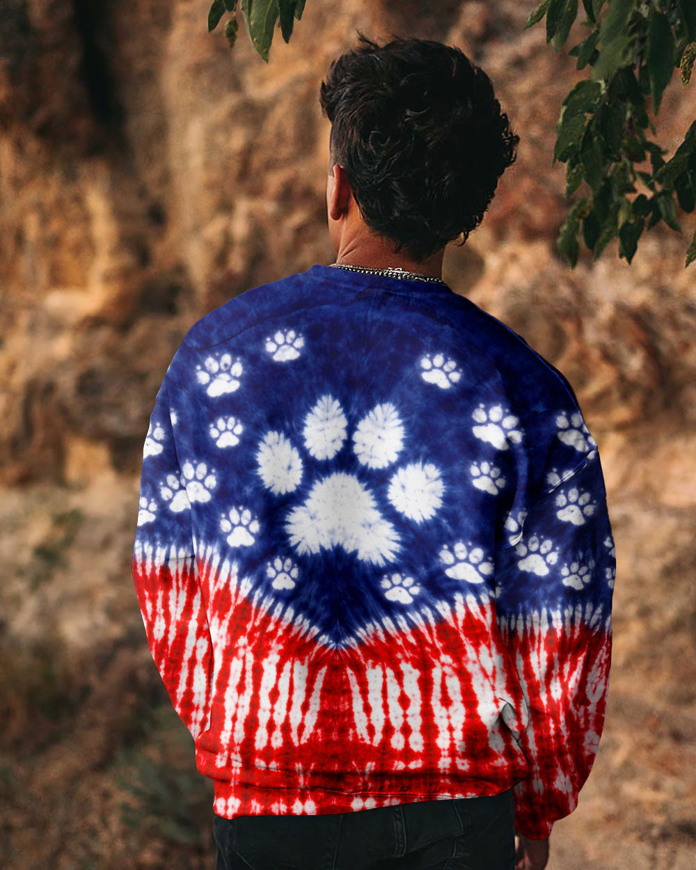 PAW PRINT RED WHITE & BLUE V SWIRL ALL OVER PRINT - TLTW0104263