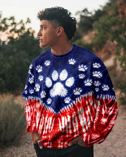 PAW PRINT RED WHITE & BLUE V SWIRL ALL OVER PRINT - TLTW0104263