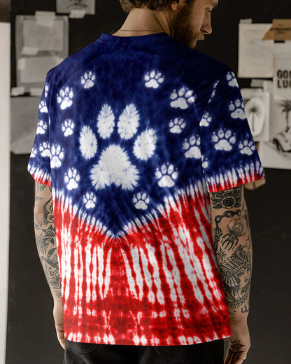 PAW PRINT RED WHITE & BLUE V SWIRL ALL OVER PRINT - TLTW0104263