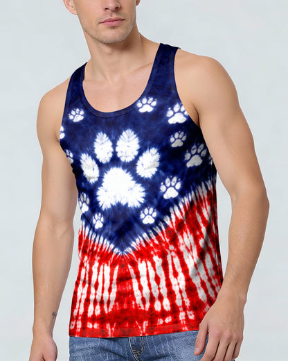 PAW PRINT RED WHITE & BLUE V SWIRL ALL OVER PRINT - TLTW0104263