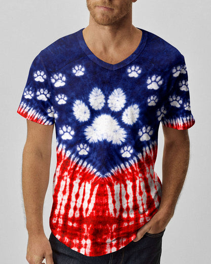 PAW PRINT RED WHITE & BLUE V SWIRL ALL OVER PRINT - TLTW0104263