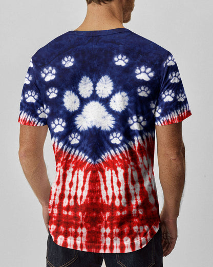 PAW PRINT RED WHITE & BLUE V SWIRL ALL OVER PRINT - TLTW0104263