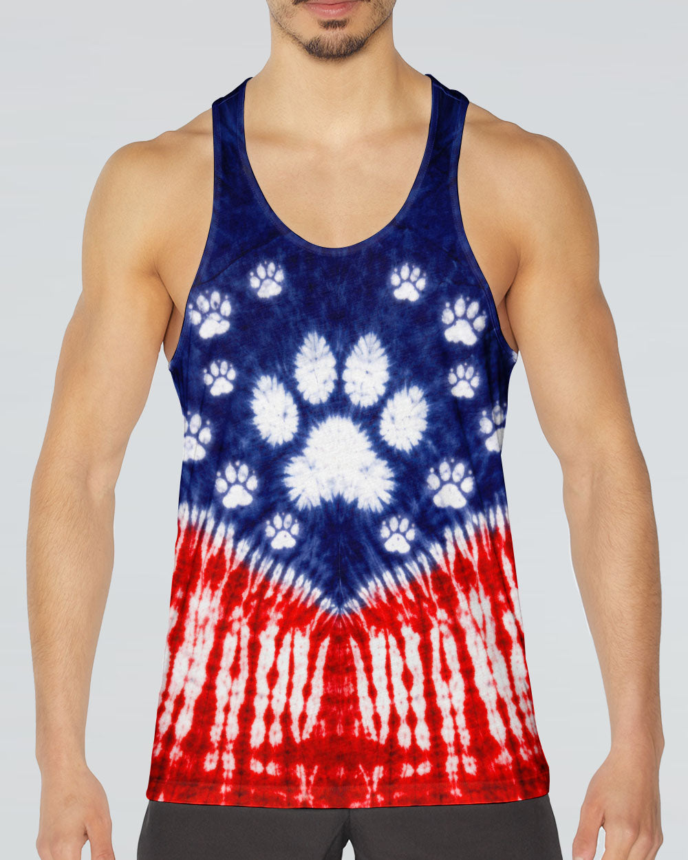 PAW PRINT RED WHITE & BLUE V SWIRL ALL OVER PRINT - TLTW0104263