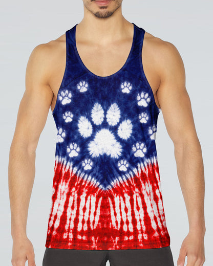 PAW PRINT RED WHITE & BLUE V SWIRL ALL OVER PRINT - TLTW0104263