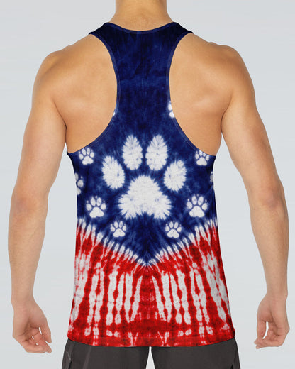 PAW PRINT RED WHITE & BLUE V SWIRL ALL OVER PRINT - TLTW0104263