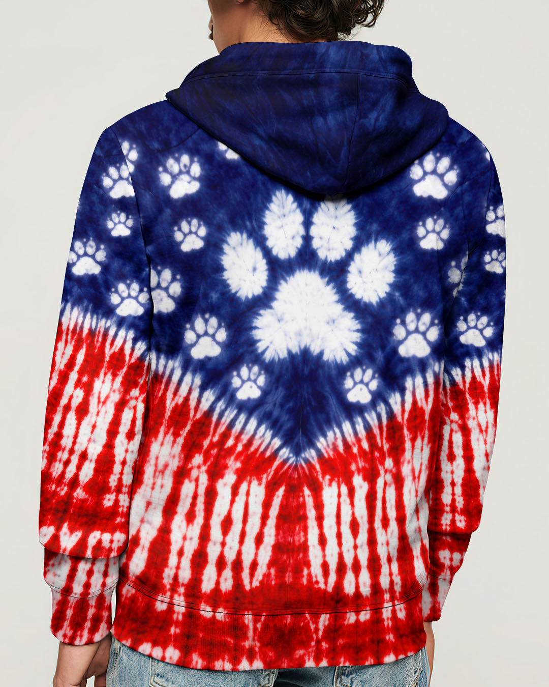 PAW PRINT RED WHITE & BLUE V SWIRL ALL OVER PRINT - TLTW0104263