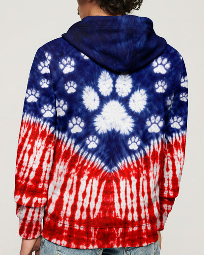 PAW PRINT RED WHITE & BLUE V SWIRL ALL OVER PRINT - TLTW0104263
