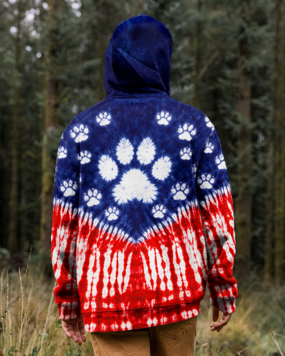 PAW PRINT RED WHITE & BLUE V SWIRL ALL OVER PRINT - TLTW0104263