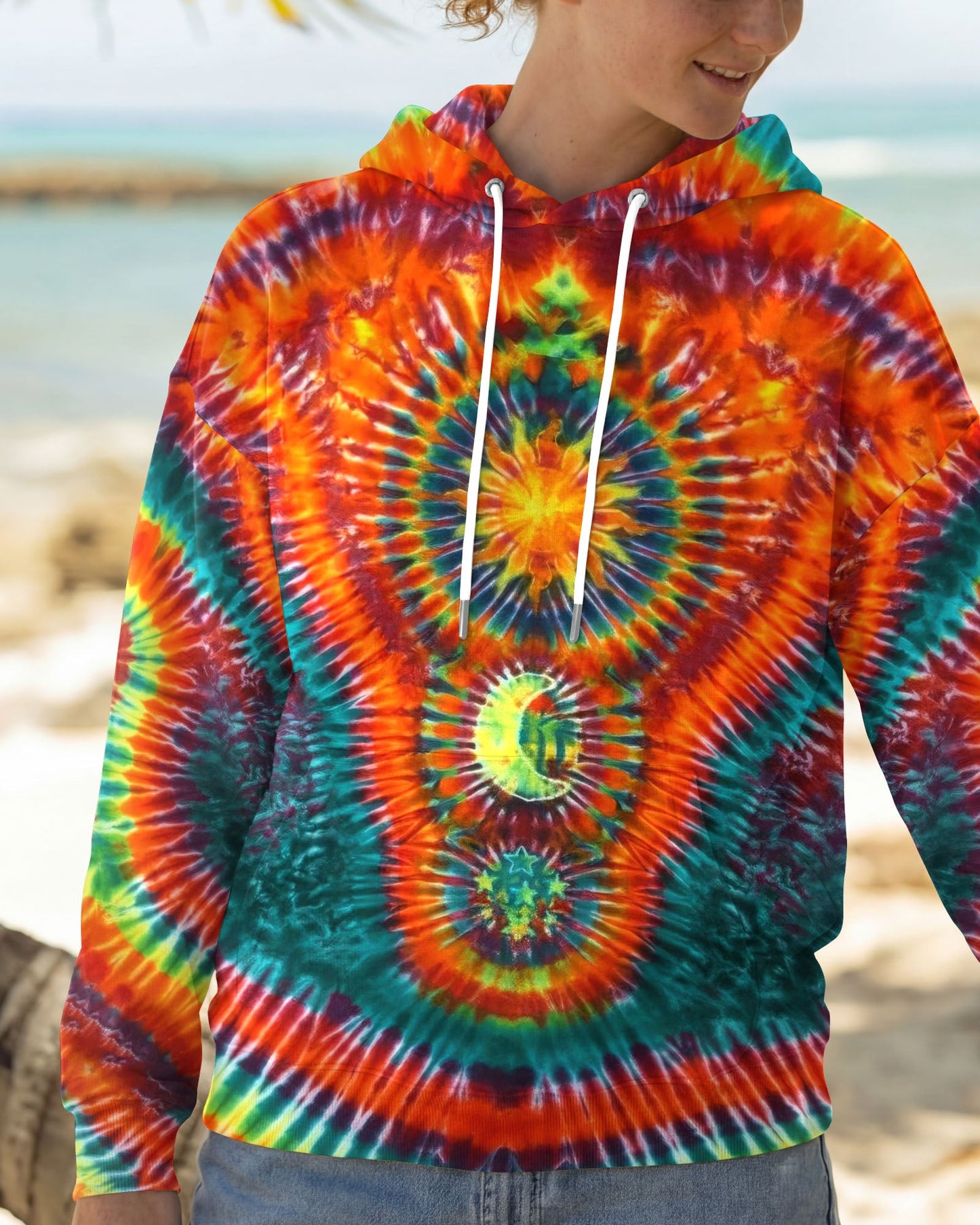 HIPPIE SUN MOON STARS SWIRL ALL OVER PRINT  - TLTW0304263