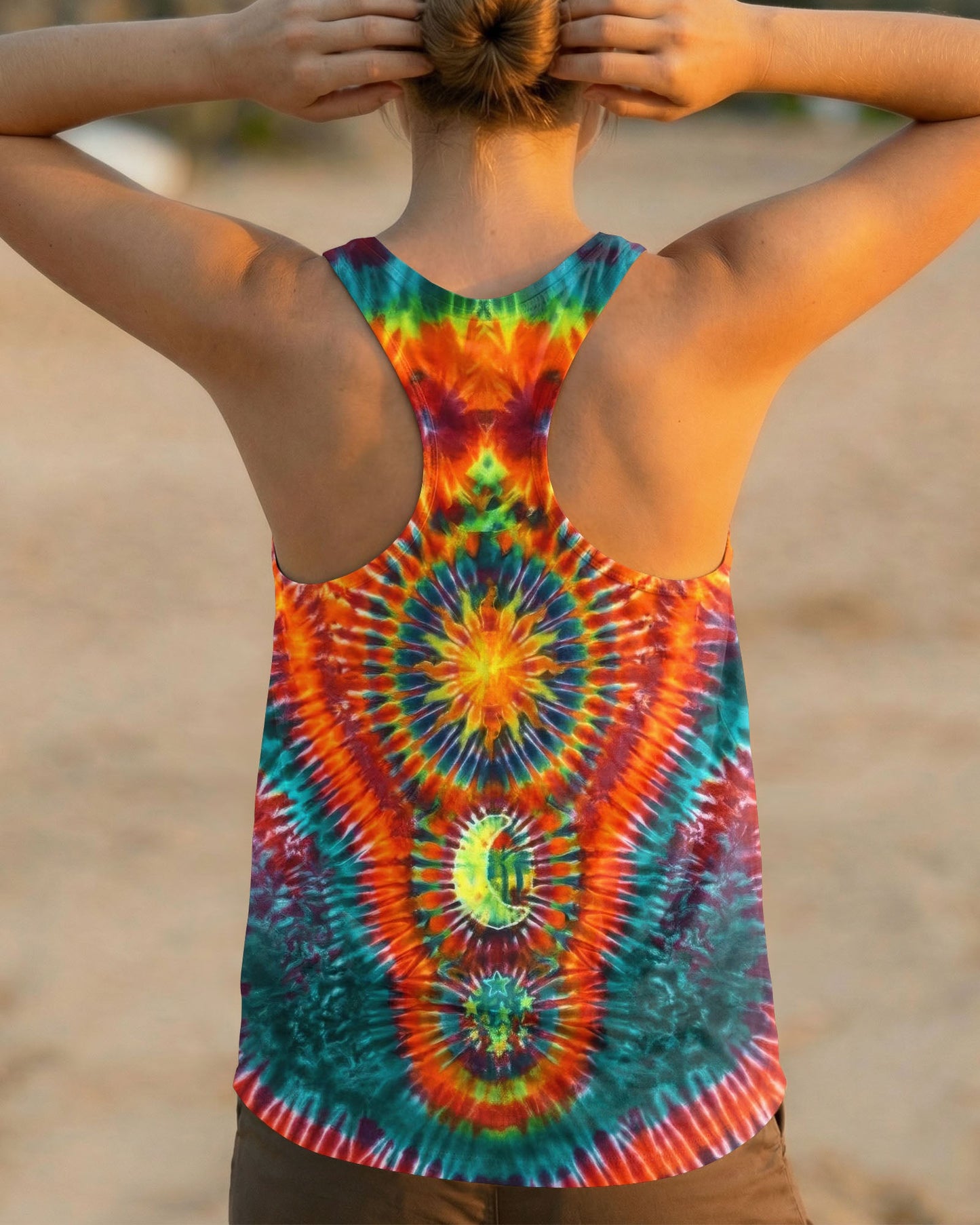 HIPPIE SUN MOON STARS SWIRL ALL OVER PRINT  - TLTW0304263