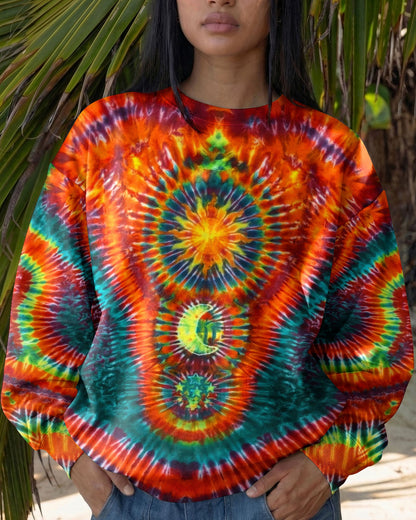 HIPPIE SUN MOON STARS SWIRL ALL OVER PRINT  - TLTW0304263