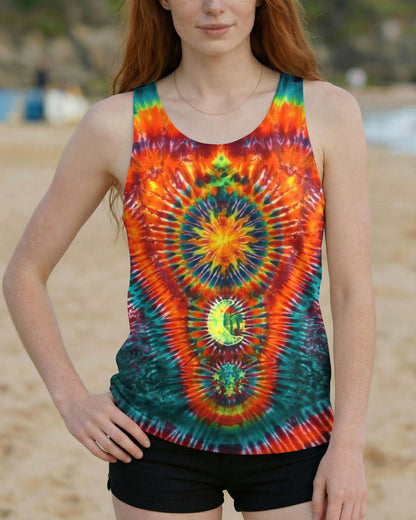 HIPPIE SUN MOON STARS SWIRL ALL OVER PRINT  - TLTW0304263