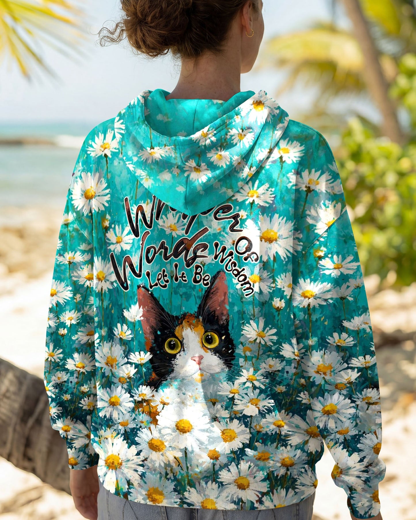 WHISPER WORDS OF WISDOM LET IT BE CAT DAISIES ALL OVER PRINT - TLTW0505261