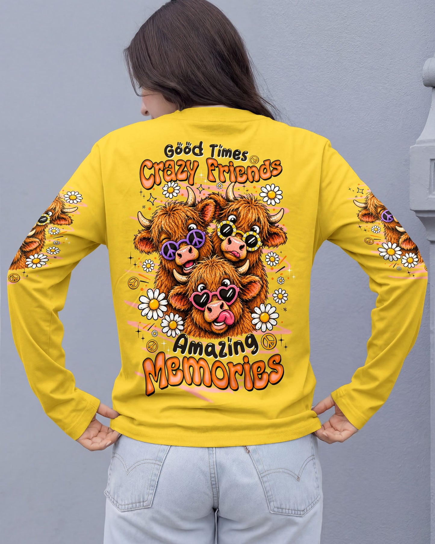 GOOD TIMES CRAZY FRIEND HIGHLAND COW ALL OVER PRINT - TLTW0807261
