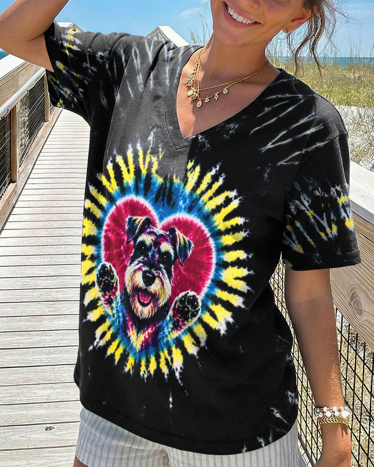 SCHNAUZER DOG HEART SWIRL ALL OVER PRINT  - TLTW11605262