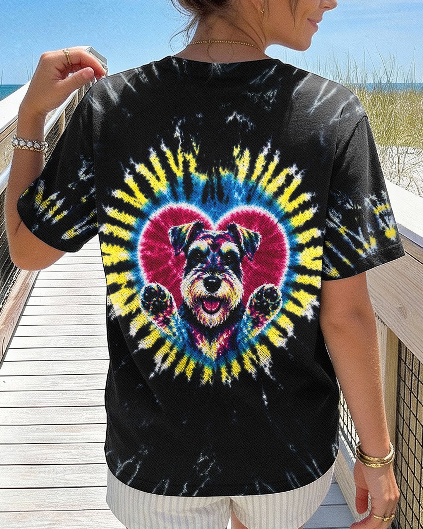 SCHNAUZER DOG HEART SWIRL ALL OVER PRINT  - TLTW11605262