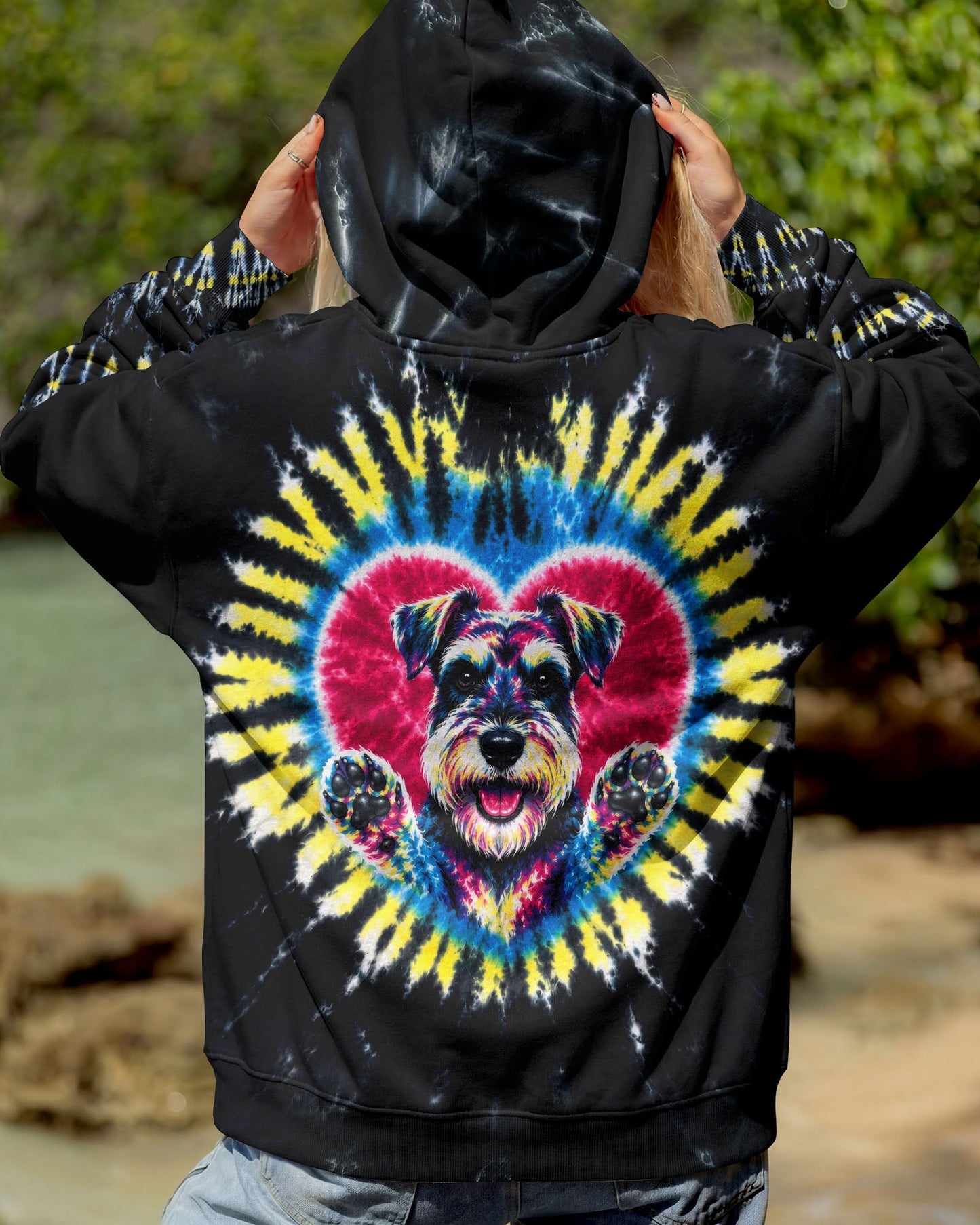 SCHNAUZER DOG HEART SWIRL ALL OVER PRINT  - TLTW11605262