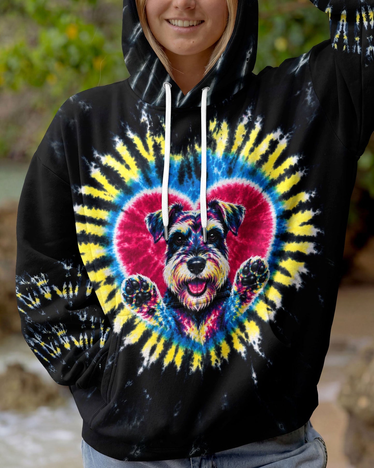 SCHNAUZER DOG HEART SWIRL ALL OVER PRINT  - TLTW11605262