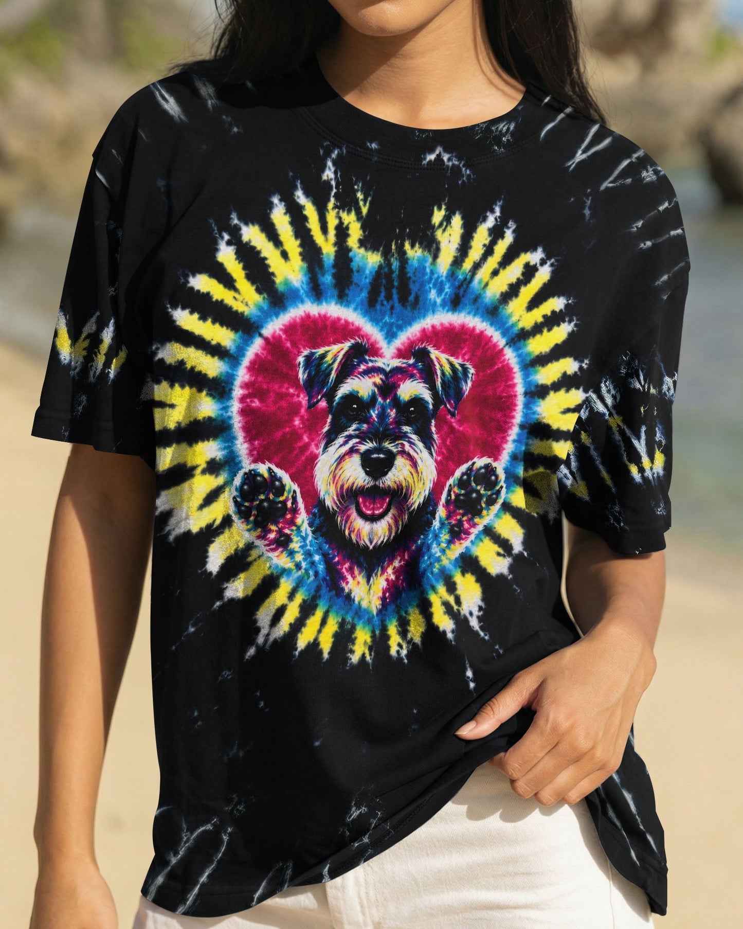 SCHNAUZER DOG HEART SWIRL ALL OVER PRINT  - TLTW11605262