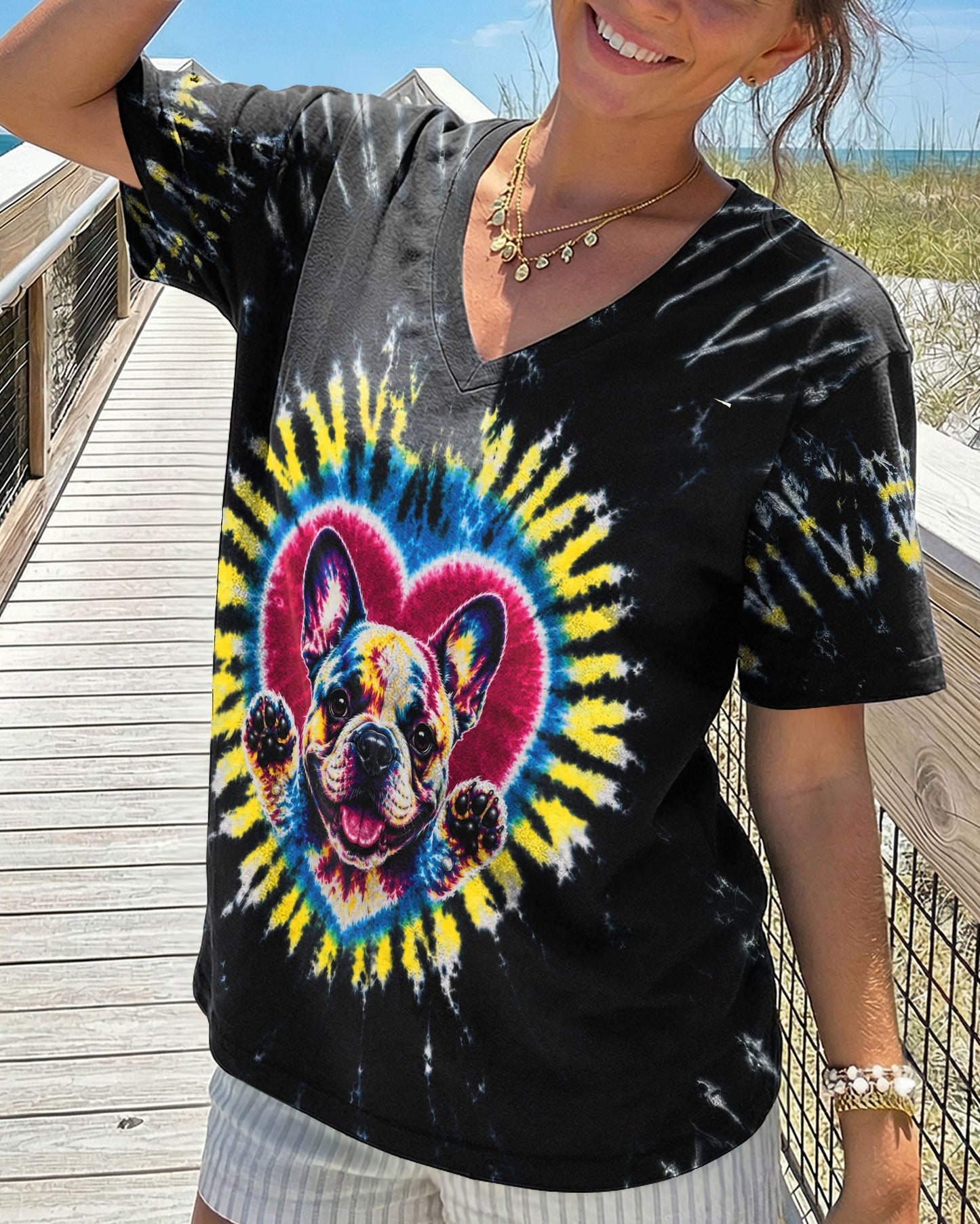 FRENCH BULLDOG HEART SWIRL ALL OVER PRINT  - TLTW1405262