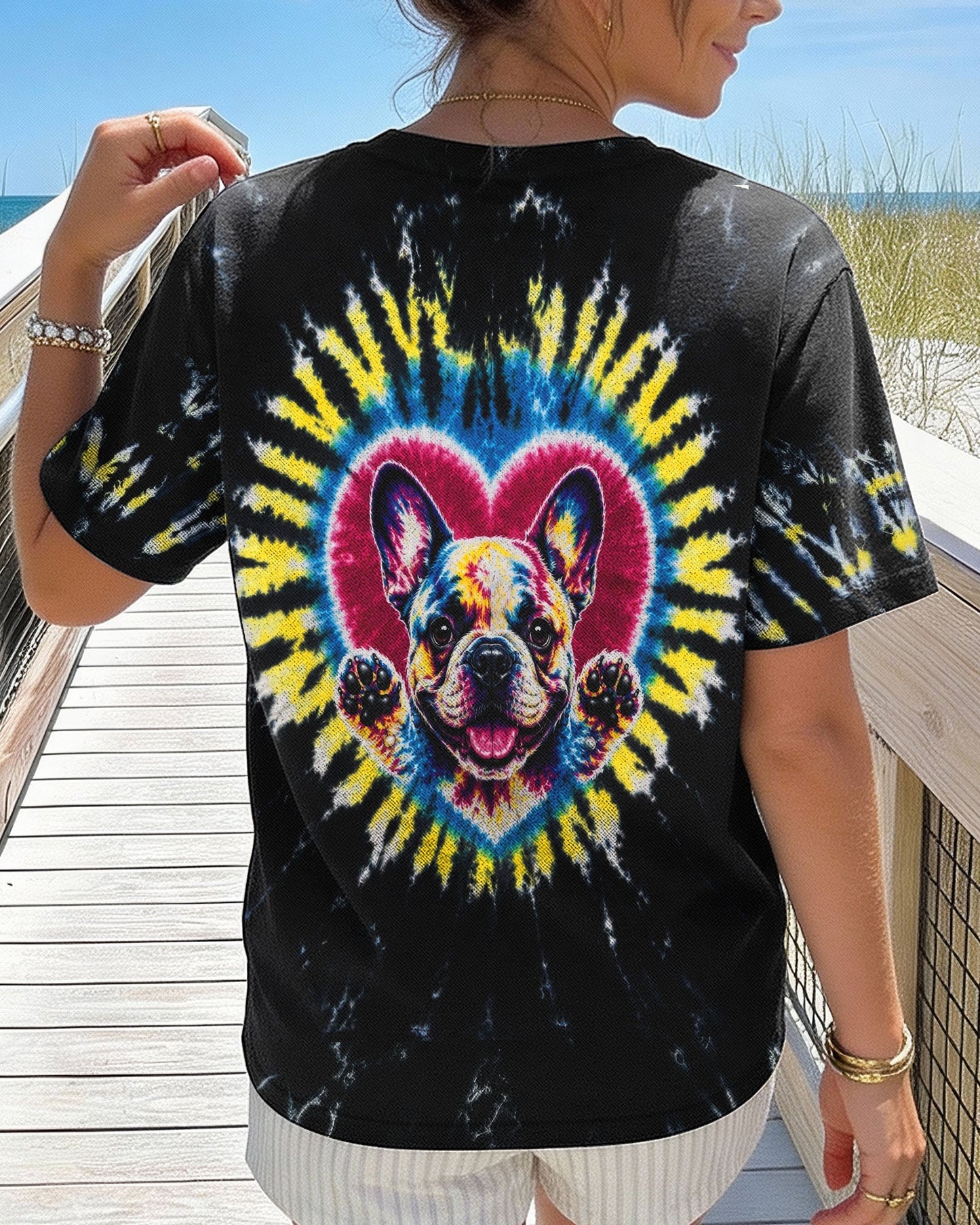FRENCH BULLDOG HEART SWIRL ALL OVER PRINT  - TLTW1405262