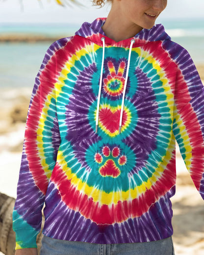 PEACE HAND LOVE PAW PRINT PURPLE ALL OVER PRINT  - TLTW1604261