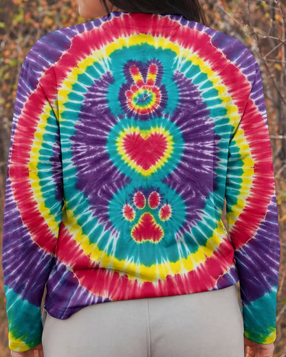 PEACE HAND LOVE PAW PRINT PURPLE ALL OVER PRINT  - TLTW1604261