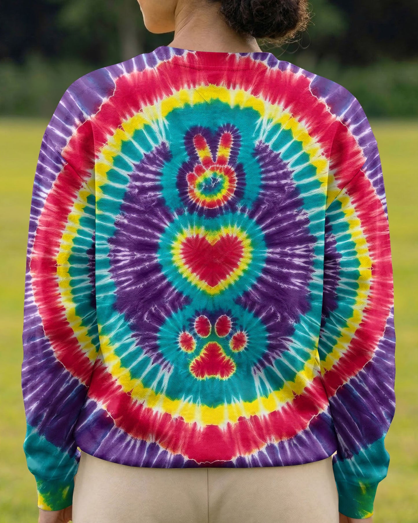 PEACE HAND LOVE PAW PRINT PURPLE ALL OVER PRINT  - TLTW1604261