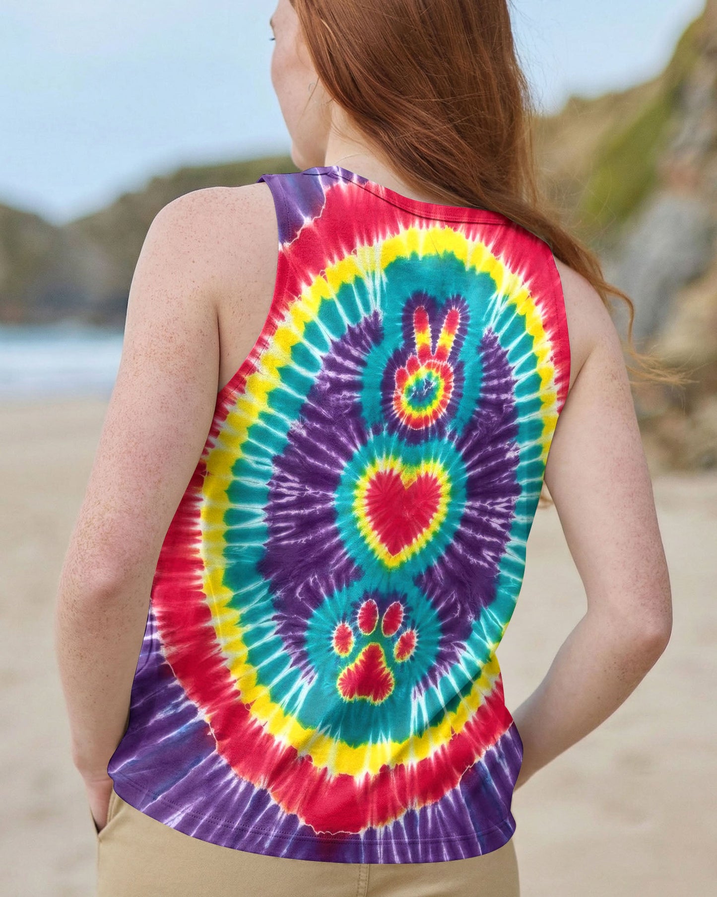 PEACE HAND LOVE PAW PRINT PURPLE ALL OVER PRINT  - TLTW1604261