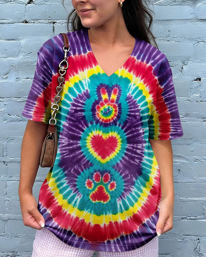PEACE HAND LOVE PAW PRINT PURPLE ALL OVER PRINT  - TLTW1604261