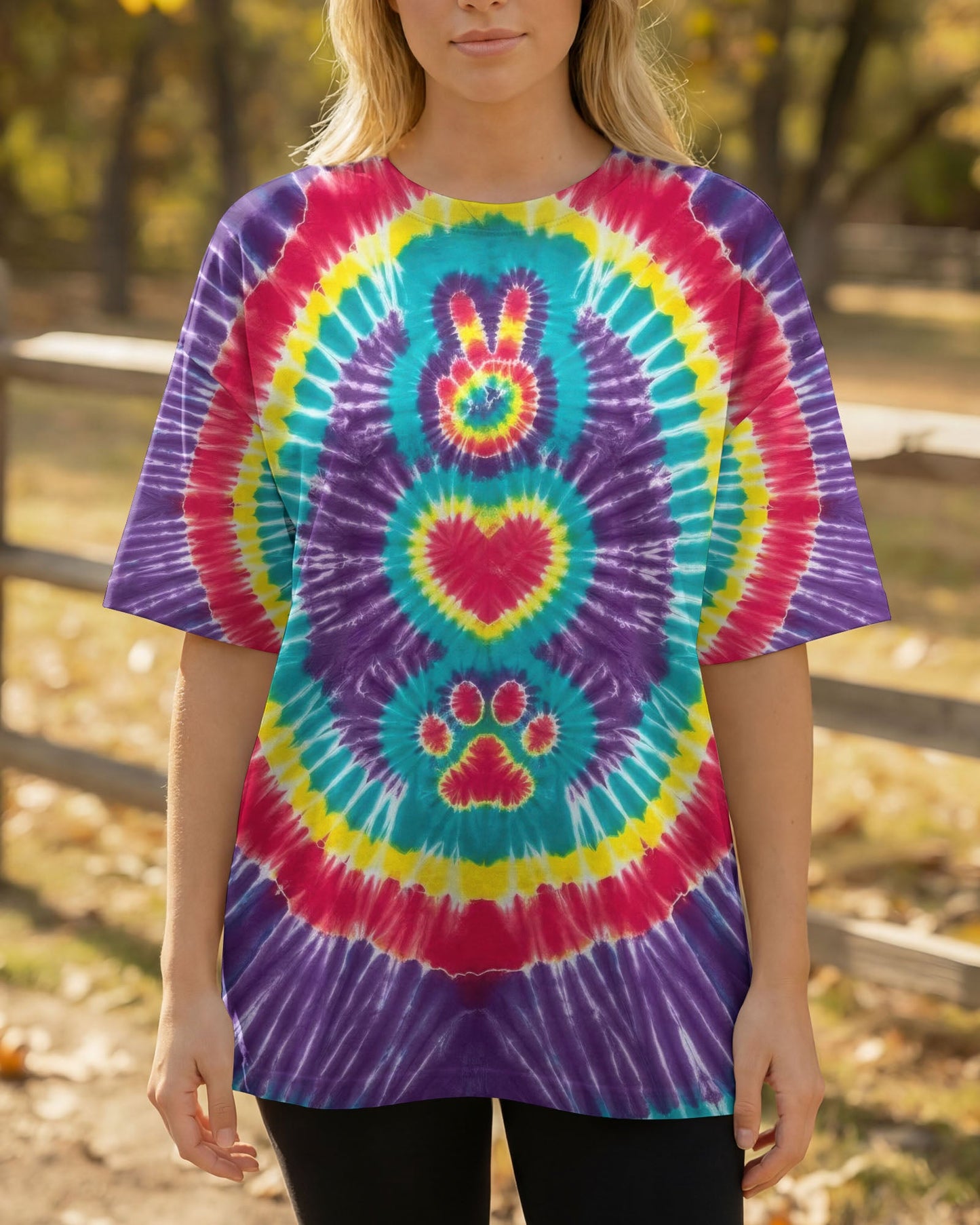PEACE HAND LOVE PAW PRINT PURPLE ALL OVER PRINT  - TLTW1604261