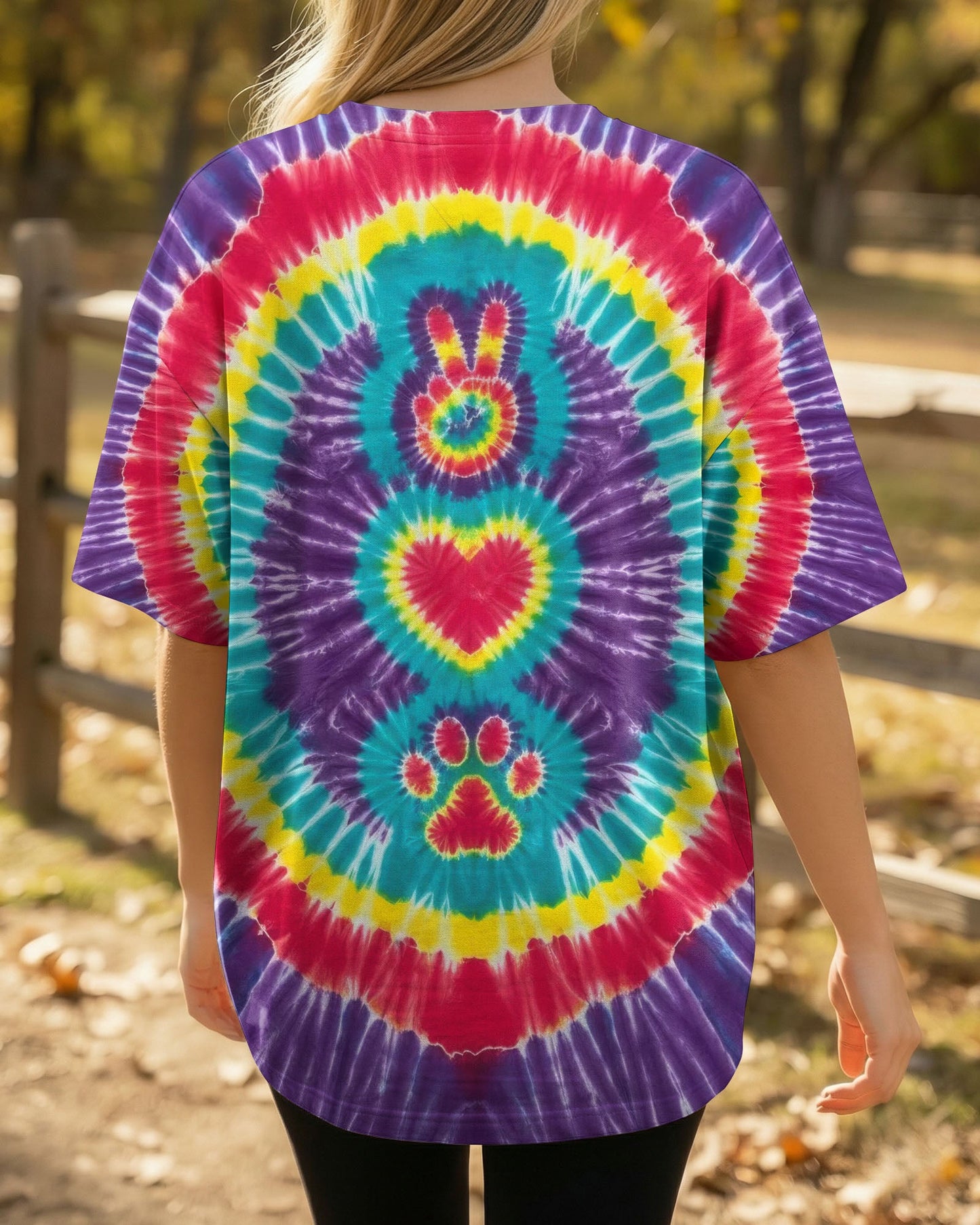 PEACE HAND LOVE PAW PRINT PURPLE ALL OVER PRINT  - TLTW1604261