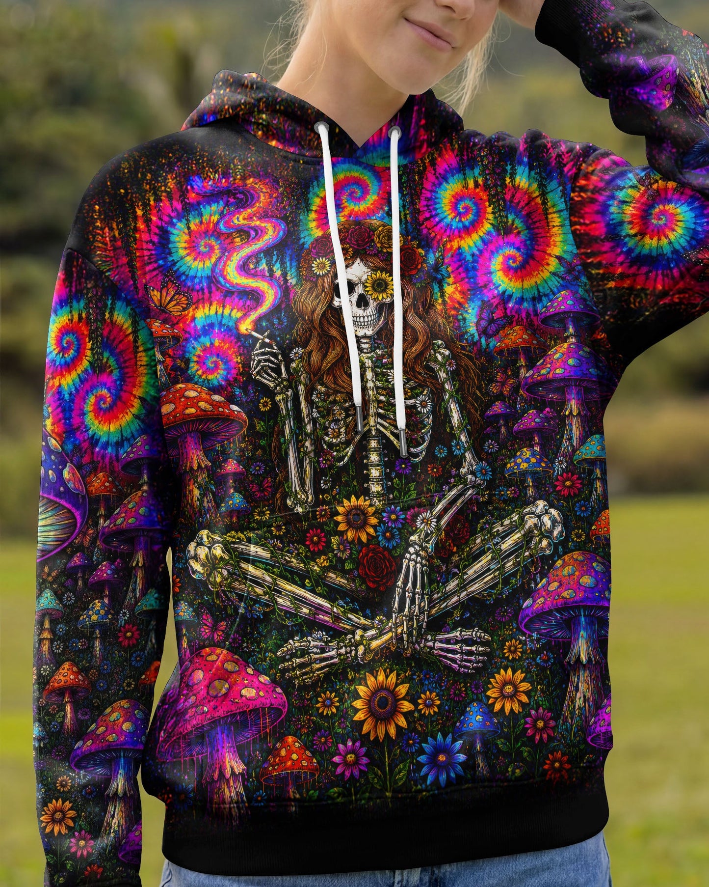 PSYCHEDELIC SKELETON COLORFUL SWIRL ALL OVER PRINT  - TLTW1605261